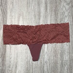 PINK Dark Mauve thick lace waisted thong
